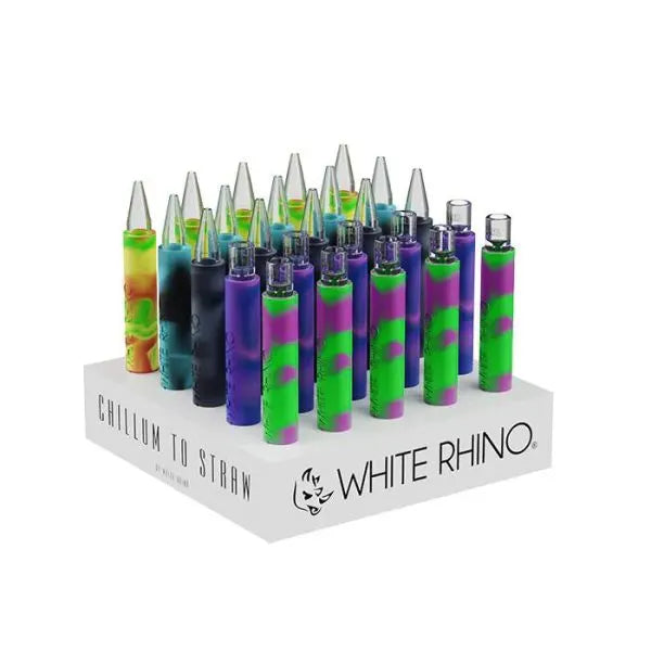 White Rhino Chillum to Straw Display - 25 Count
