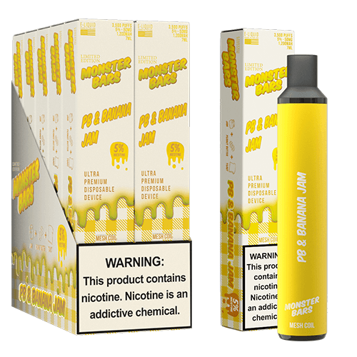 Monster Bars 3500 Disposable Vape Device PB & Banana Jam (10 Pack