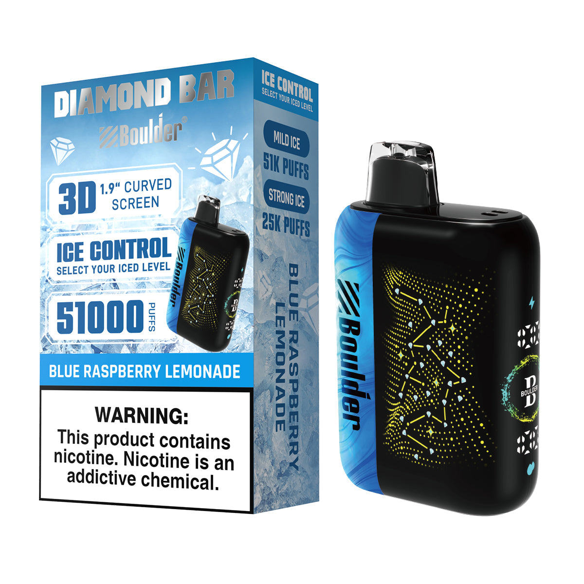 Tahoe Hydroponics Vapes Blue Diamond Boulder Diamond Bar 51K Disposable .98