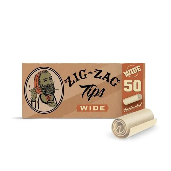 Zig-Zag Unbleached Wide Rolling Tips - 50 Pack