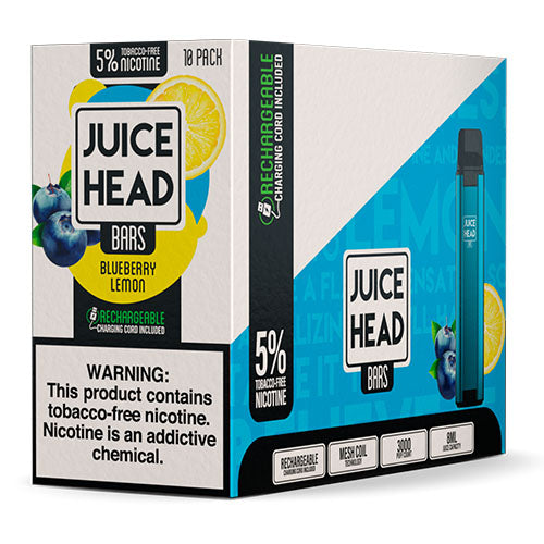 Juice Head Bars - Tobacco-Free Disposable Vape Device - Case of Blueberry Lemon (10 Pack)