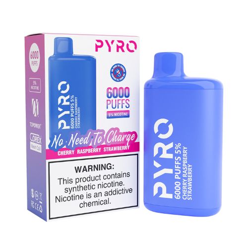 Pyro 6000 - Disposable Vape Device - Cherry Raspberry Strawberry (10 Pack)