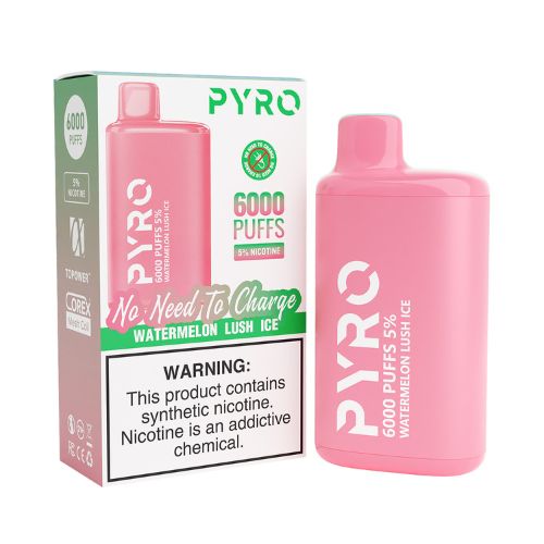 Pyro 6000 - Disposable Vape Device - Watermelon Lush Ice (10 Pack)
