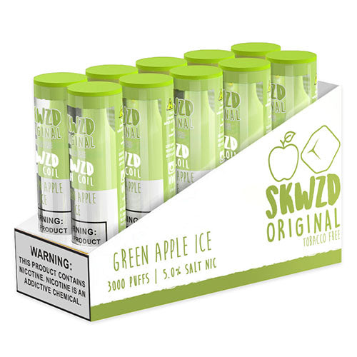 SKWZD - Non-Tobacco Nicotine Disposable Vape Device - Case of Green Apple Ice (10 Pack)